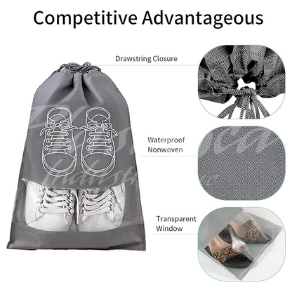Shoe Storage Bags with Transparent Window – Large Capacity 44x32cm | Durable Non-Woven Travel & Organizer Bags