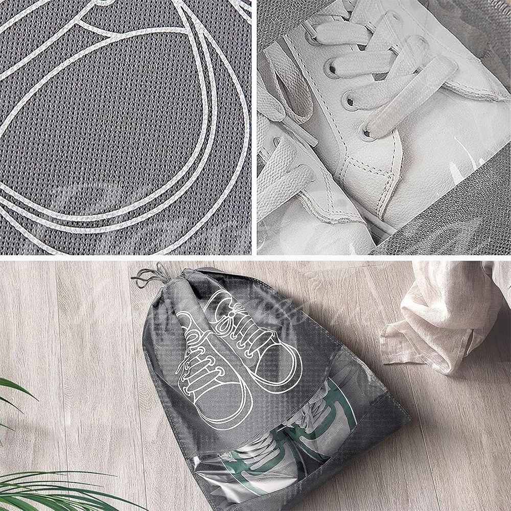 Shoe Storage Bags with Transparent Window – Large Capacity 44x32cm | Durable Non-Woven Travel & Organizer Bags
