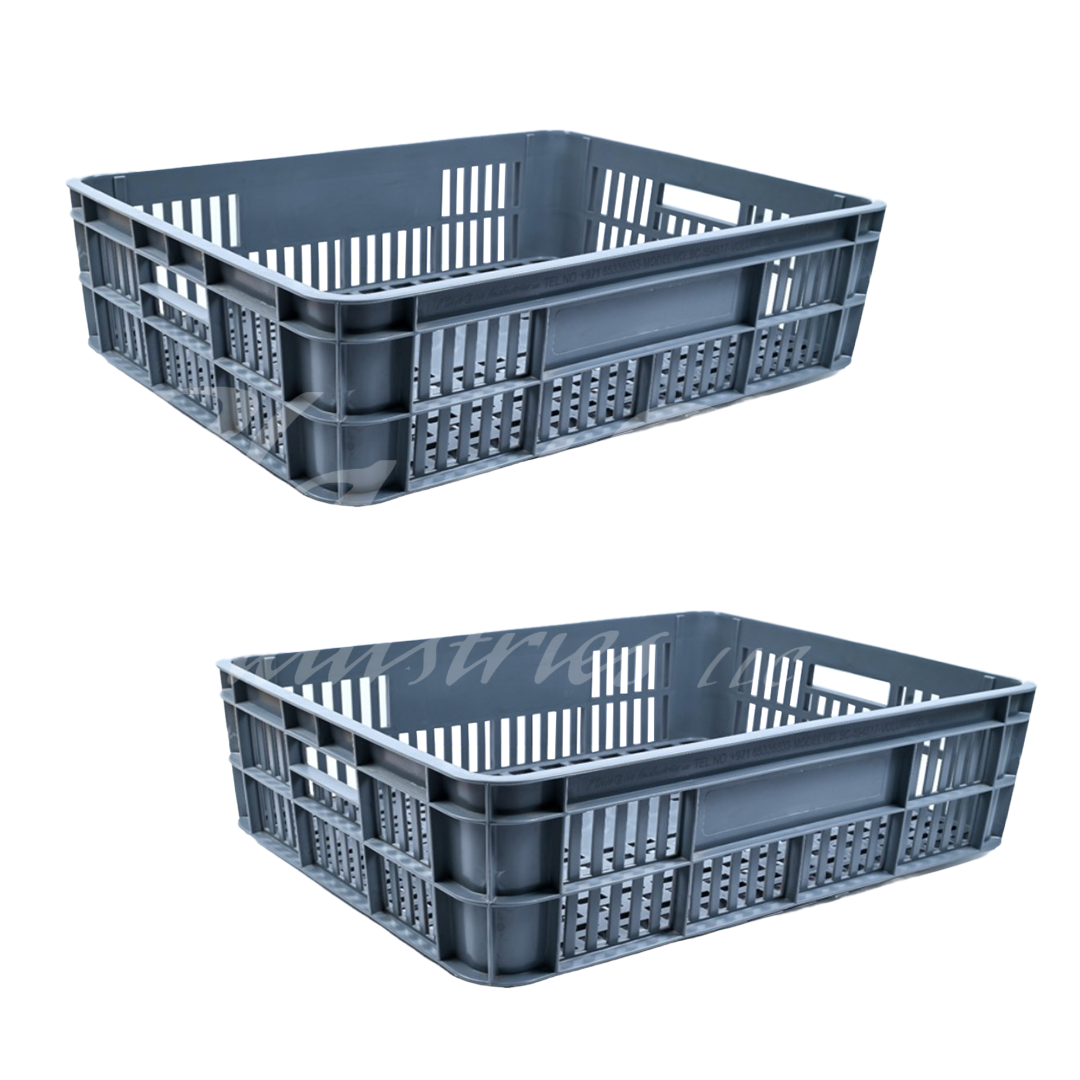 Plastic Storage Crate 590x450x170mm Stackable Food Grade Bakery Crate Ventilated Heavy Duty