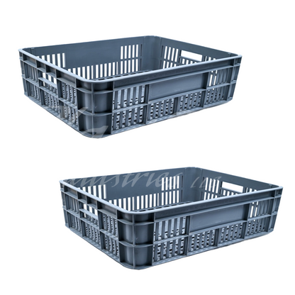 Plastic Storage Crate 590x450x170mm Stackable Food Grade Bakery Crate Ventilated Heavy Duty