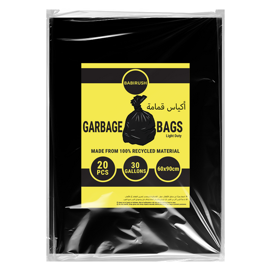 Garbage Bags 60 x 90 cm 30 Gallon 20pcs Pack Trash Bag Waste Bin Liner Disposable Plastic Bag Light Duty for Home Kitchen Office Commercial Use