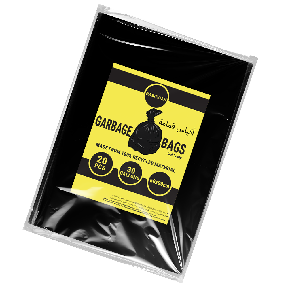 Garbage Bags 60 x 90 cm 30 Gallon 20pcs Pack Trash Bag Waste Bin Liner Disposable Plastic Bag Light Duty for Home Kitchen Office Commercial Use