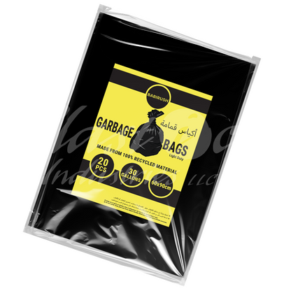 Garbage Bags 60 x 90 cm 30 Gallon 20pcs Pack Trash Bag Waste Bin Liner Disposable Plastic Bag Light Duty for Home Kitchen Office Commercial Use