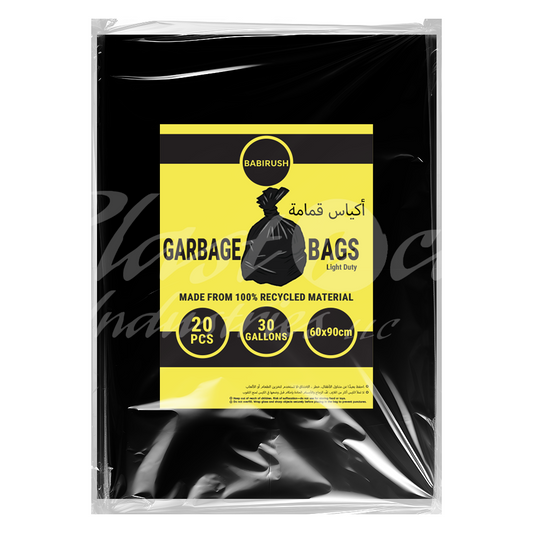 Garbage Bags 60 x 90 cm 30 Gallon 20pcs Pack Trash Bag Waste Bin Liner Disposable Plastic Bag Light Duty for Home Kitchen Office Commercial Use