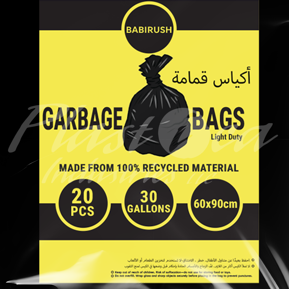 Garbage Bags 60 x 90 cm 30 Gallon 3 Pack Trash Bag Waste Bin Liner Disposable Plastic Bag Light Duty for Home Kitchen Office Commercial Use 60pcs