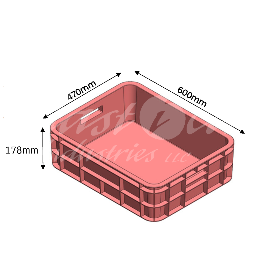 Plastic Storage Crate 590x450x170mm Stackable Food Grade Bakery Crate Ventilated Heavy Duty