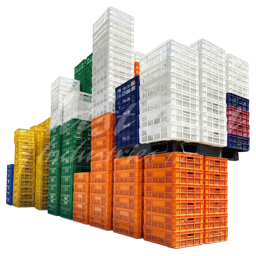 Plastic Storage Crate 590x450x170mm Stackable Food Grade Bakery Crate Ventilated Heavy Duty