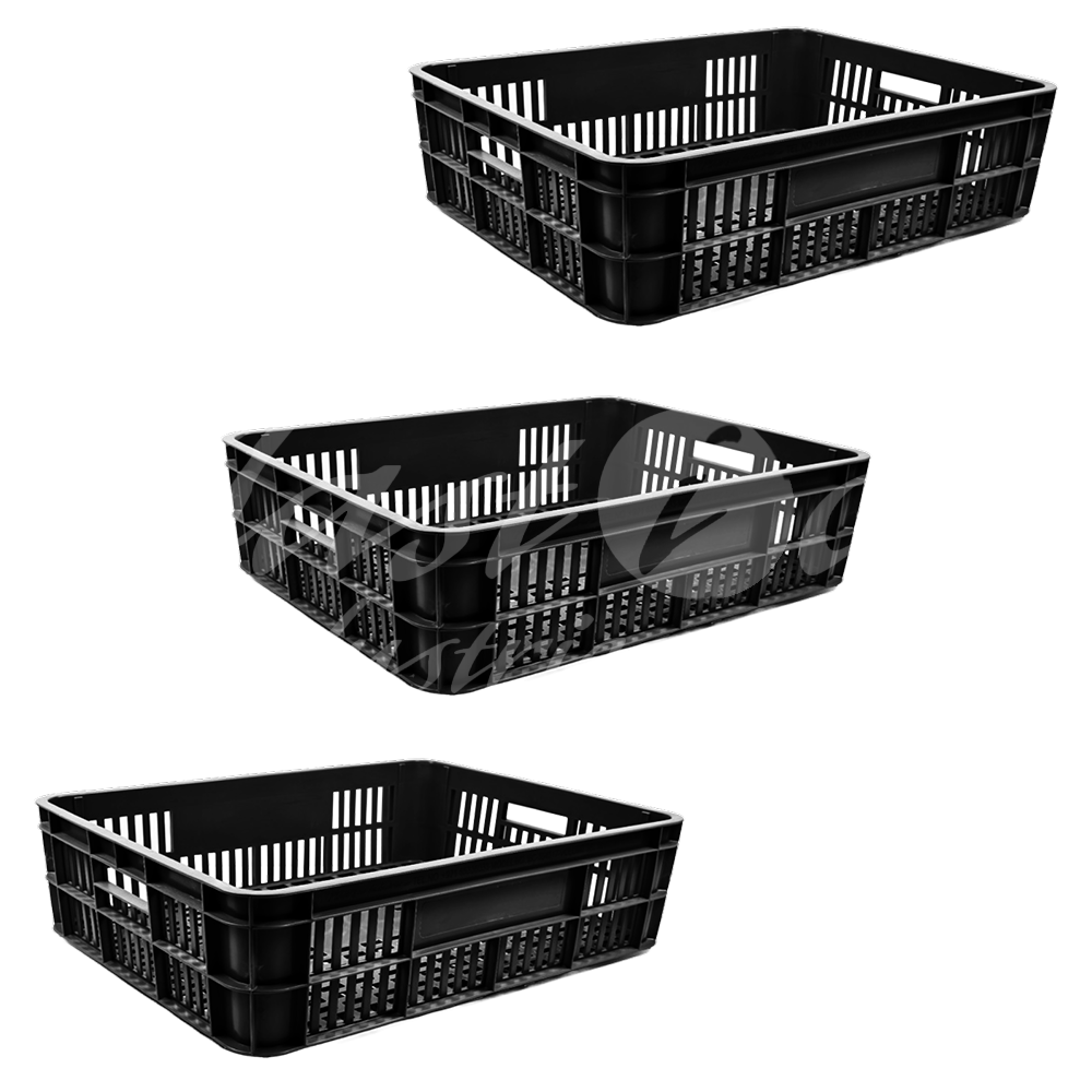 Plastic Storage Crate 590x450x170mm Stackable Food Grade Bakery Crate Ventilated Heavy Duty