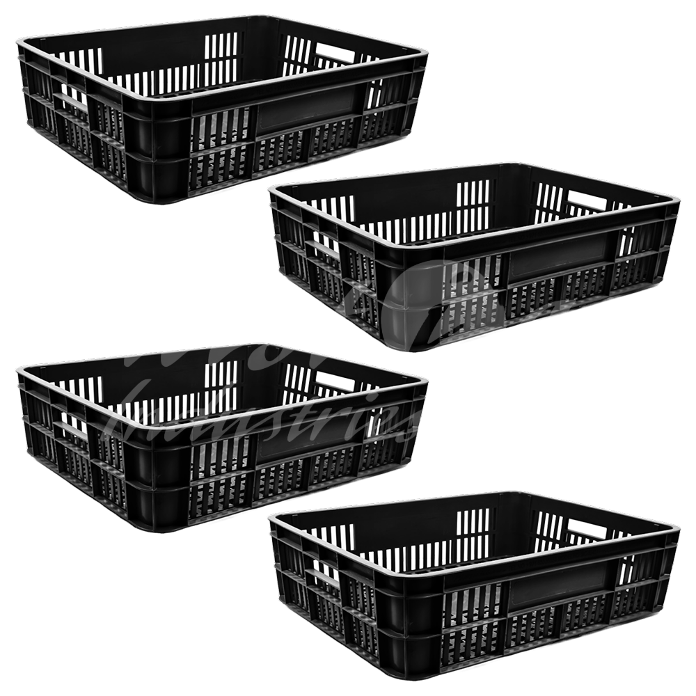 Plastic Storage Crate 590x450x170mm Stackable Food Grade Bakery Crate Ventilated Heavy Duty