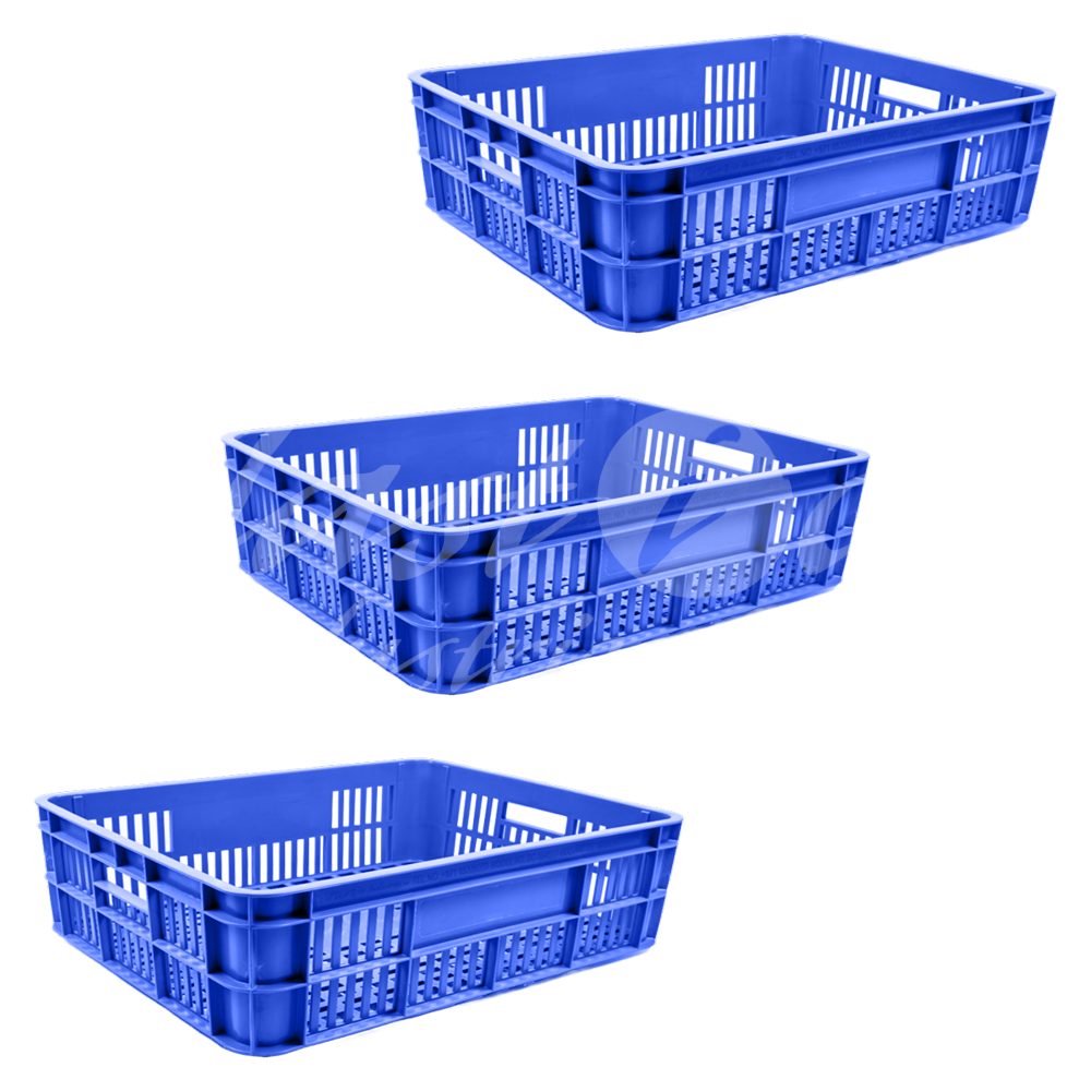 Plastic Storage Crate 590x450x170mm Stackable Food Grade Bakery Crate Ventilated Heavy Duty