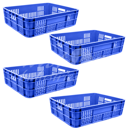 Plastic Storage Crate 590x450x170mm Stackable Food Grade Bakery Crate Ventilated Heavy Duty