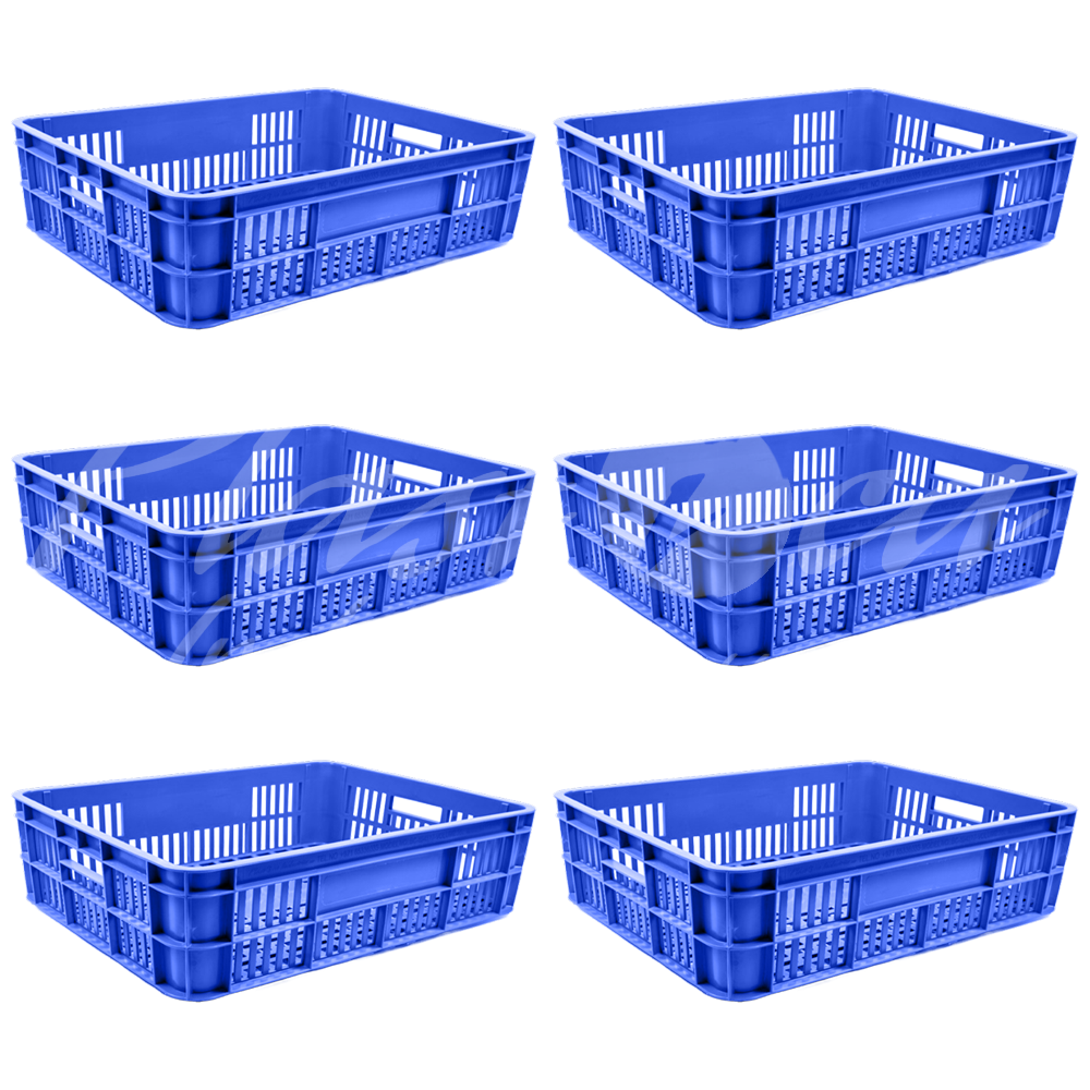Plastic Storage Crate 590x450x170mm Stackable Food Grade Bakery Crate Ventilated Heavy Duty