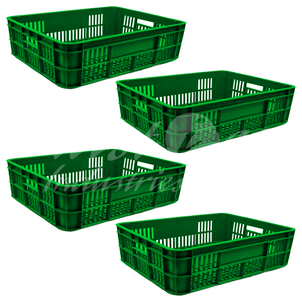 Plastic Storage Crate 590x450x170mm Stackable Food Grade Bakery Crate Ventilated Heavy Duty