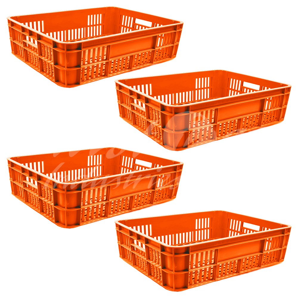 Plastic Storage Crate 590x450x170mm Stackable Food Grade Bakery Crate Ventilated Heavy Duty