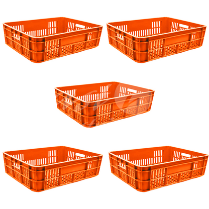 Plastic Storage Crate 590x450x170mm Stackable Food Grade Bakery Crate Ventilated Heavy Duty