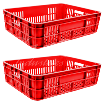Plastic Storage Crate 590x450x170mm Stackable Food Grade Bakery Crate Ventilated Heavy Duty