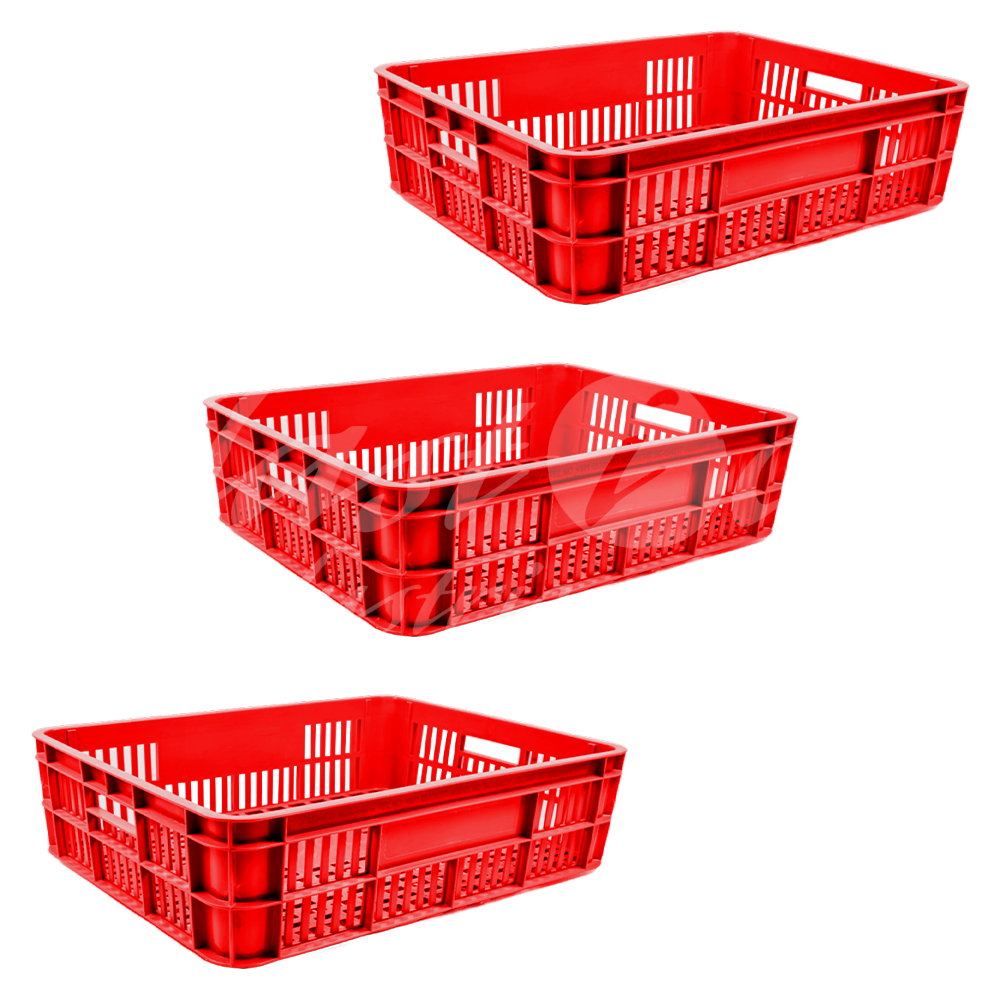 Plastic Storage Crate 590x450x170mm Stackable Food Grade Bakery Crate Ventilated Heavy Duty