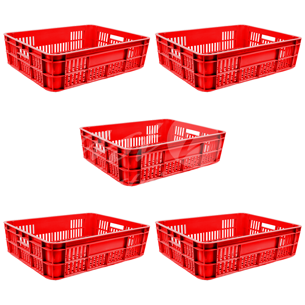 Plastic Storage Crate 590x450x170mm Stackable Food Grade Bakery Crate Ventilated Heavy Duty