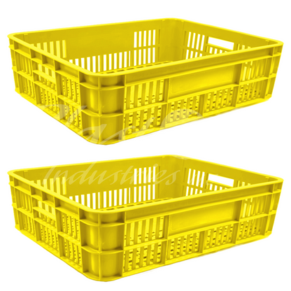Plastic Storage Crate 590x450x170mm Stackable Food Grade Bakery Crate Ventilated Heavy Duty