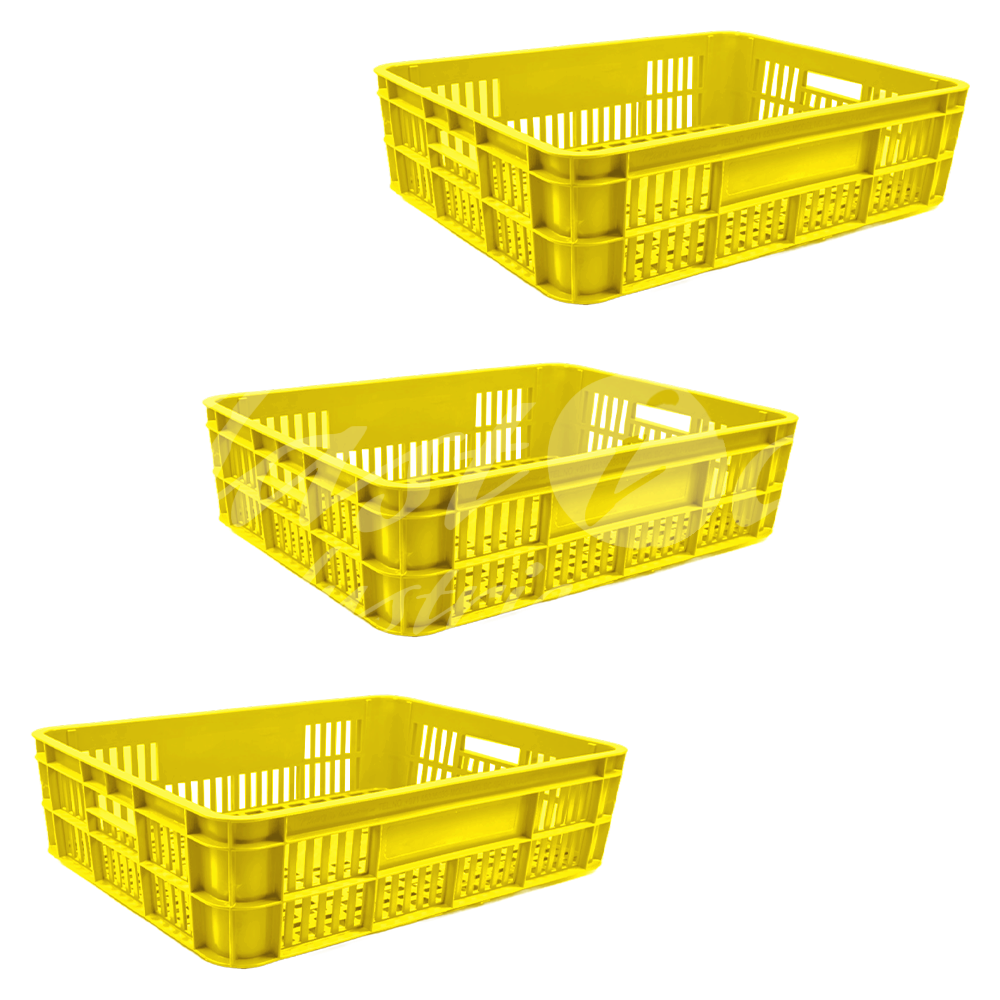 Plastic Storage Crate 590x450x170mm Stackable Food Grade Bakery Crate Ventilated Heavy Duty