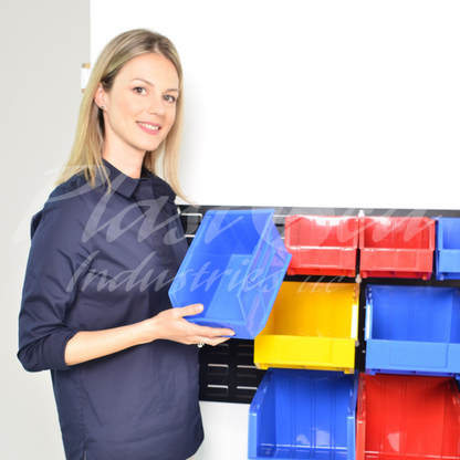 14PCS Garage Wall Storage Bin Set – Plastic Organizer Rack with 2.85L, 6.7L & 8.7L Bins for Tools & Parts