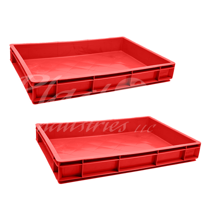 Plastic Storage Crate 600x400x80mm Stackable Food Grade Catering Crate, Heavy Duty