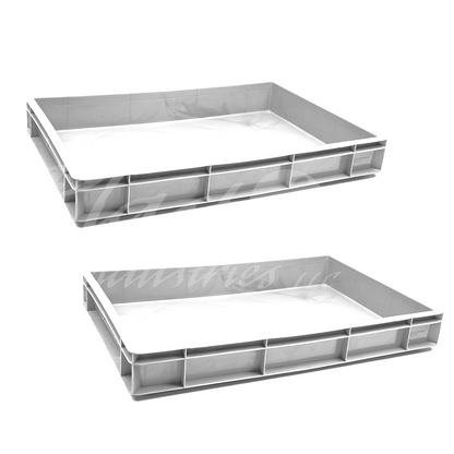 Plastic Storage Crate 600x400x80mm Stackable Food Grade Catering Crate, Heavy Duty