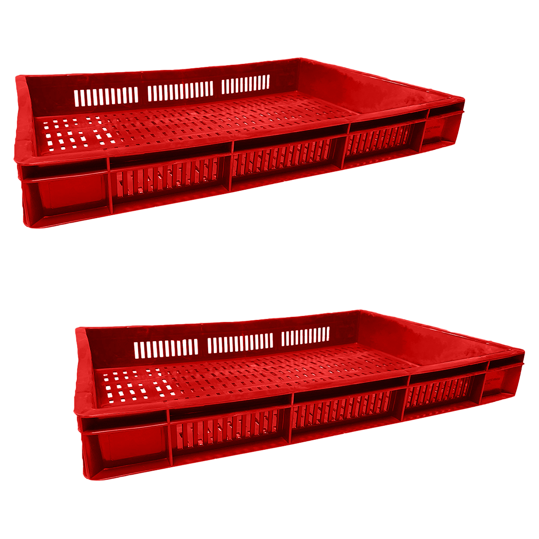 Catering Ventilated Crate Storage Crate Storage Box Organizer Bin Stackable Basket Heavy Duty Reinforced Walls Anti-Slip Grid Base UV Stabilized Fade-Resistant Easy Handling for Catering Food Storage Transport – 600 x 400 x 80 mm 19 L