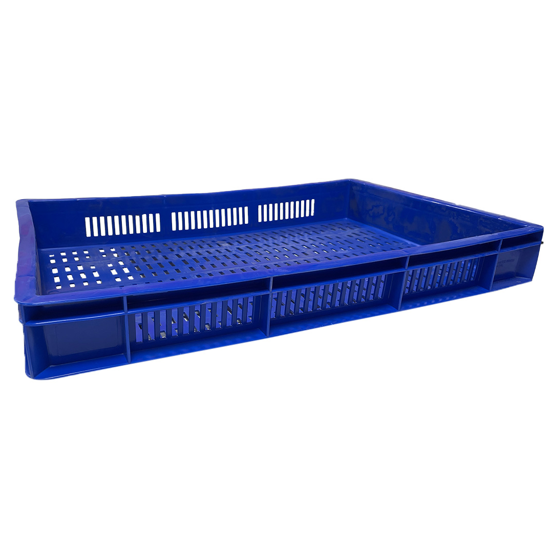 Catering Ventilated Crate Storage Crate Storage Box Organizer Bin Stackable Basket Heavy Duty Reinforced Walls Anti-Slip Grid Base UV Stabilized Fade-Resistant Easy Handling for Catering Food Storage Transport – 600 x 400 x 80 mm 19 L - Ethic Solutions -