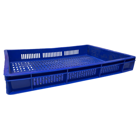 Catering Ventilated Crate Storage Crate Storage Box Organizer Bin Stackable Basket Heavy Duty Reinforced Walls Anti-Slip Grid Base UV Stabilized Fade-Resistant Easy Handling for Catering Food Storage Transport – 600 x 400 x 80 mm 19 L - Ethic Solutions -