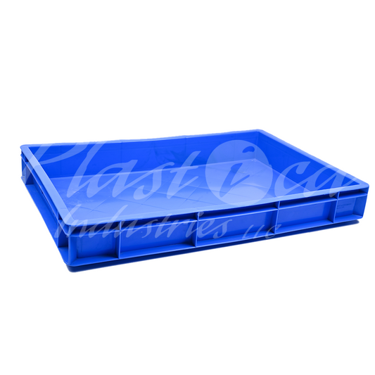Plastic Storage Crate 600x400x80mm Stackable Food Grade Catering Crate, Heavy Duty