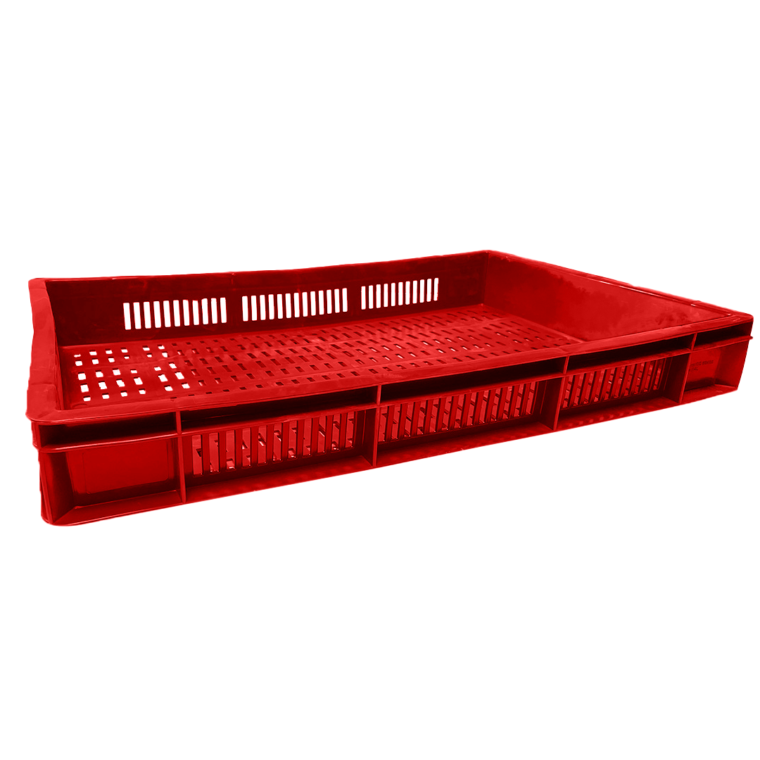 Catering Ventilated Crate Storage Crate Storage Box Organizer Bin Stackable Basket Heavy Duty Reinforced Walls Anti-Slip Grid Base UV Stabilized Fade-Resistant Easy Handling for Catering Food Storage Transport – 600 x 400 x 80 mm 19 L - Ethic Solutions -