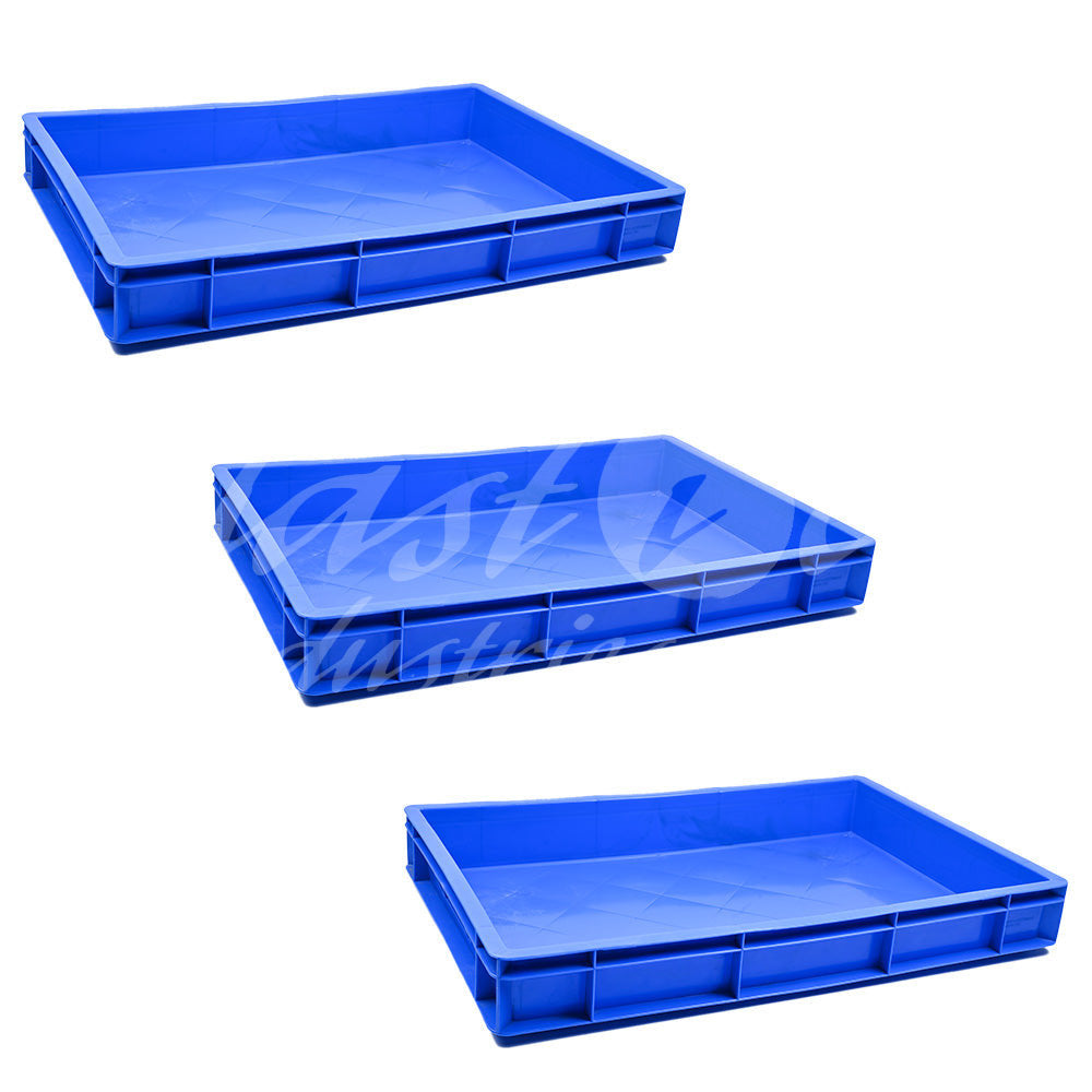 Plastic Storage Crate 600x400x80mm Stackable Food Grade Catering Crate, Heavy Duty