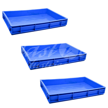 Plastic Storage Crate 600x400x80mm Stackable Food Grade Catering Crate, Heavy Duty
