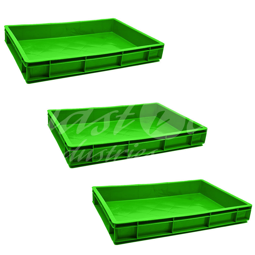 Plastic Storage Crate 600x400x80mm Stackable Food Grade Catering Crate, Heavy Duty