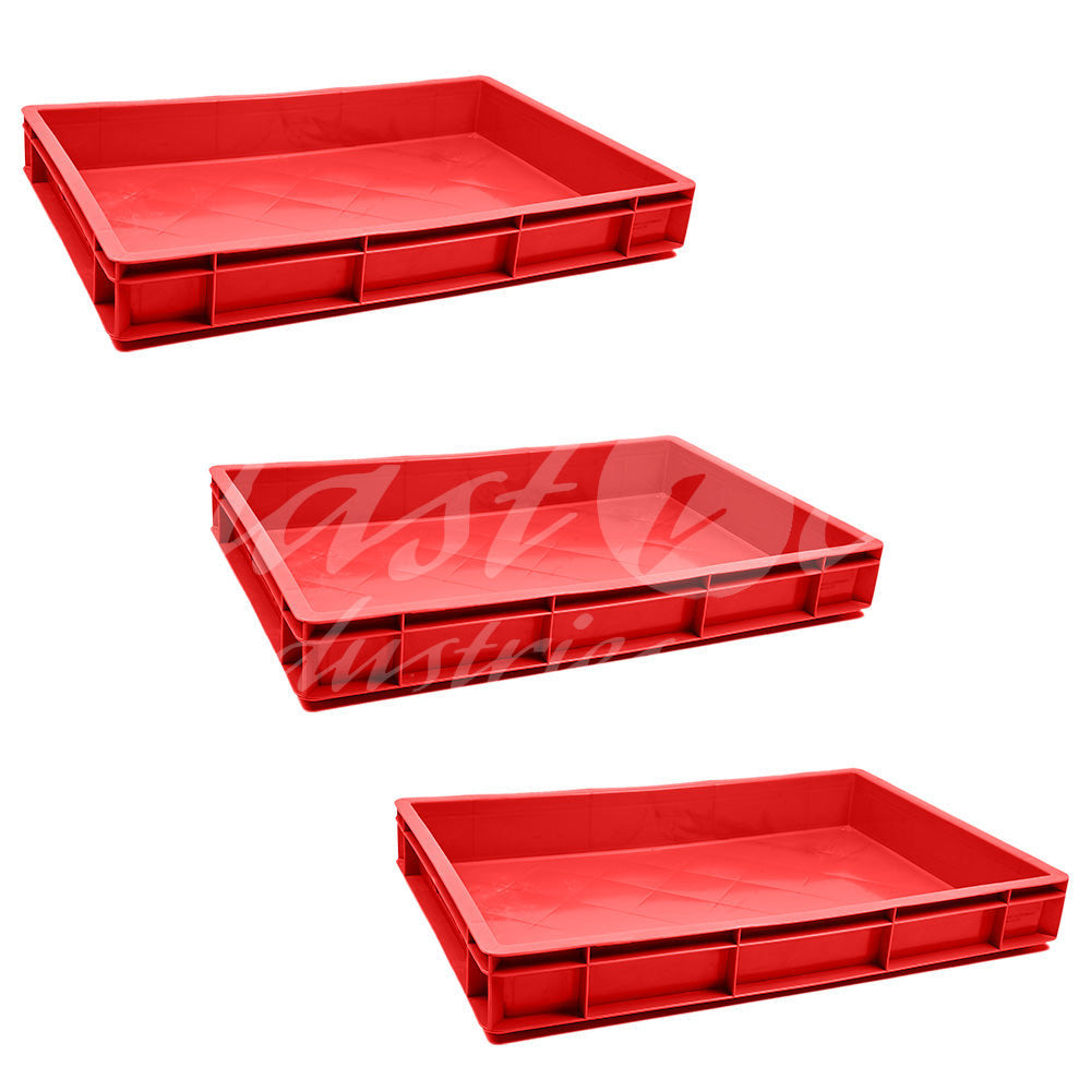 Plastic Storage Crate 600x400x80mm Stackable Food Grade Catering Crate, Heavy Duty