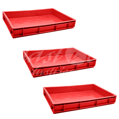 Plastic Storage Crate 600x400x80mm Stackable Food Grade Catering Crate, Heavy Duty