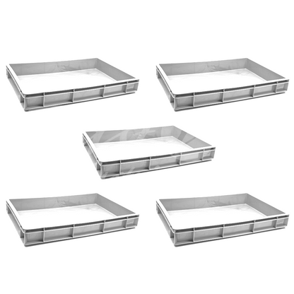 Plastic Storage Crate 600x400x80mm Stackable Food Grade Catering Crate, Heavy Duty