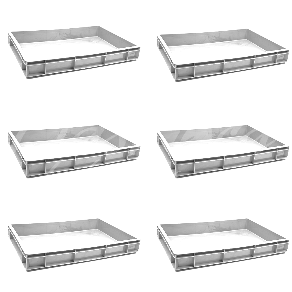 Plastic Storage Crate 600x400x80mm Stackable Food Grade Catering Crate, Heavy Duty