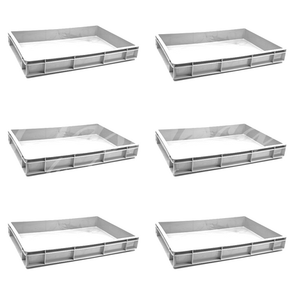 Plastic Storage Crate 600x400x80mm Stackable Food Grade Catering Crate, Heavy Duty