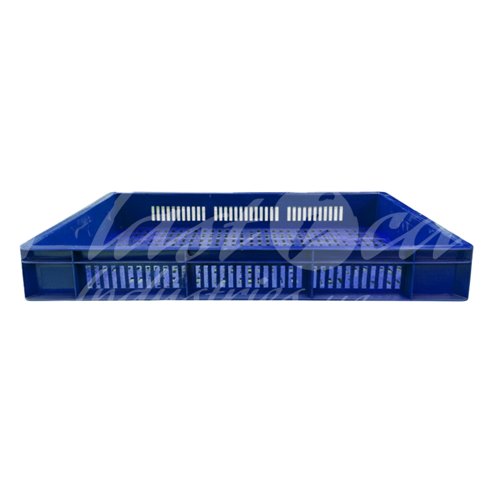 Plastic Storage Crate 600x400x80mm Stackable Food Grade Ventilated Catering Crate Heavy Duty