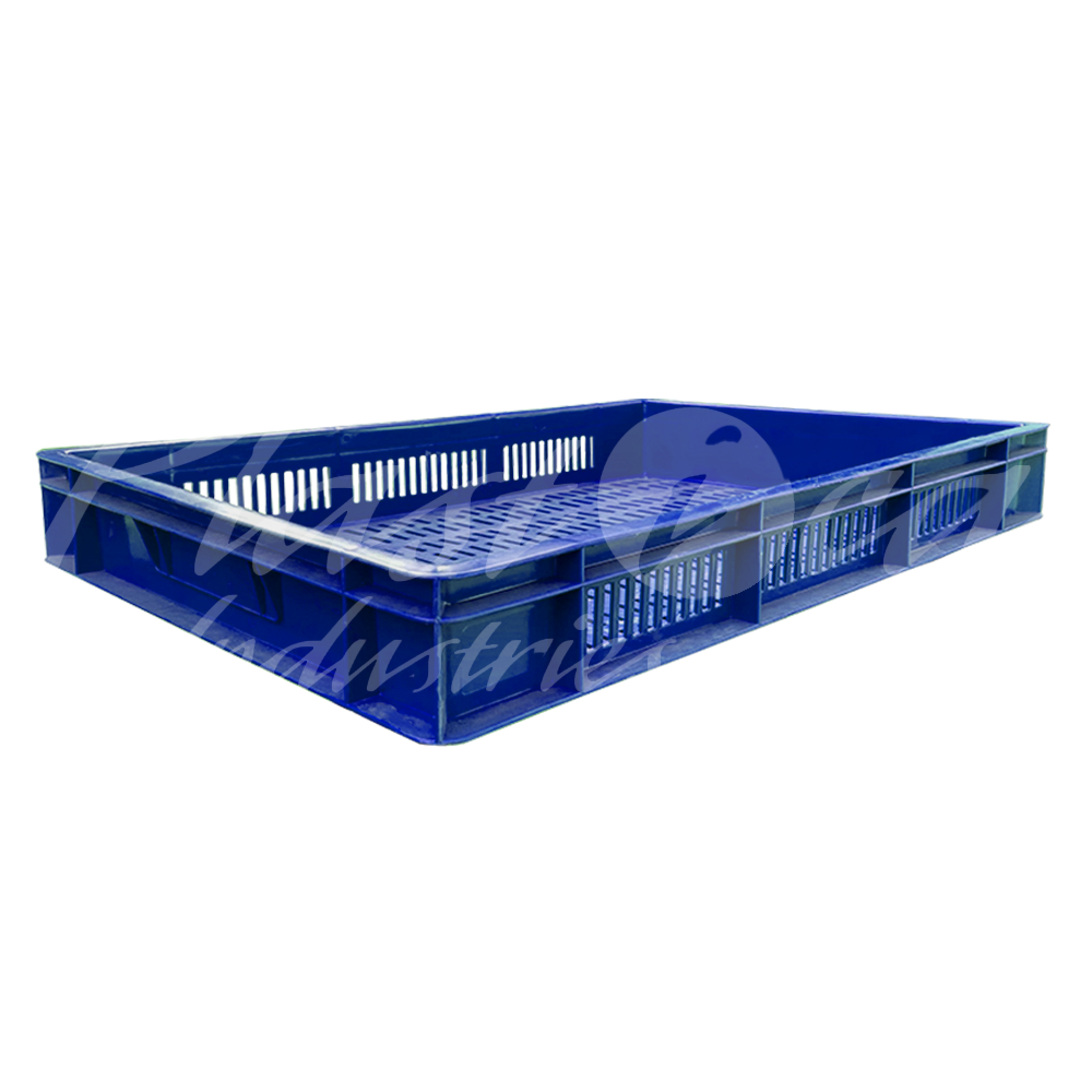 Plastic Storage Crate 600x400x80mm Stackable Food Grade Ventilated Catering Crate Heavy Duty