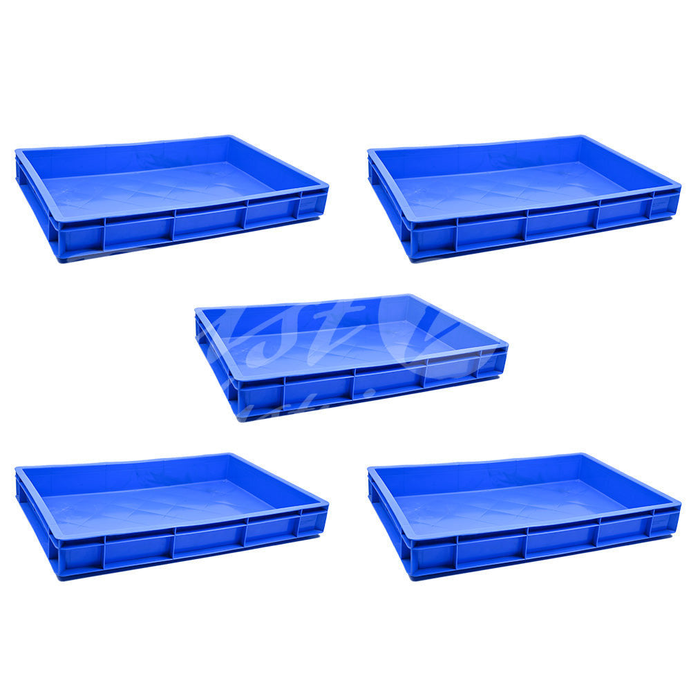 Plastic Storage Crate 600x400x80mm Stackable Food Grade Catering Crate, Heavy Duty