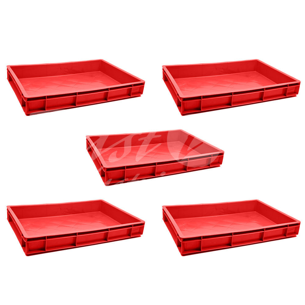 Plastic Storage Crate 600x400x80mm Stackable Food Grade Catering Crate, Heavy Duty