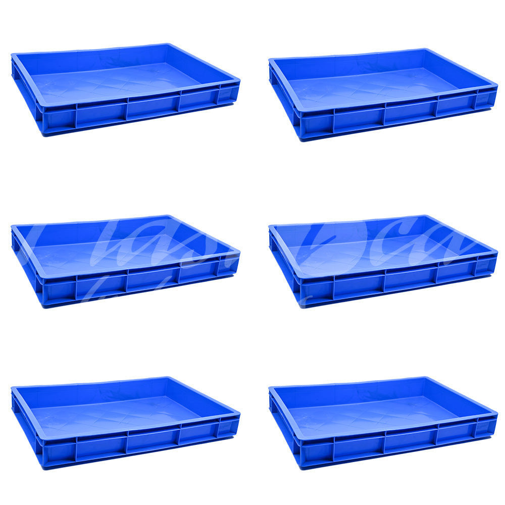 Plastic Storage Crate 600x400x80mm Stackable Food Grade Catering Crate, Heavy Duty