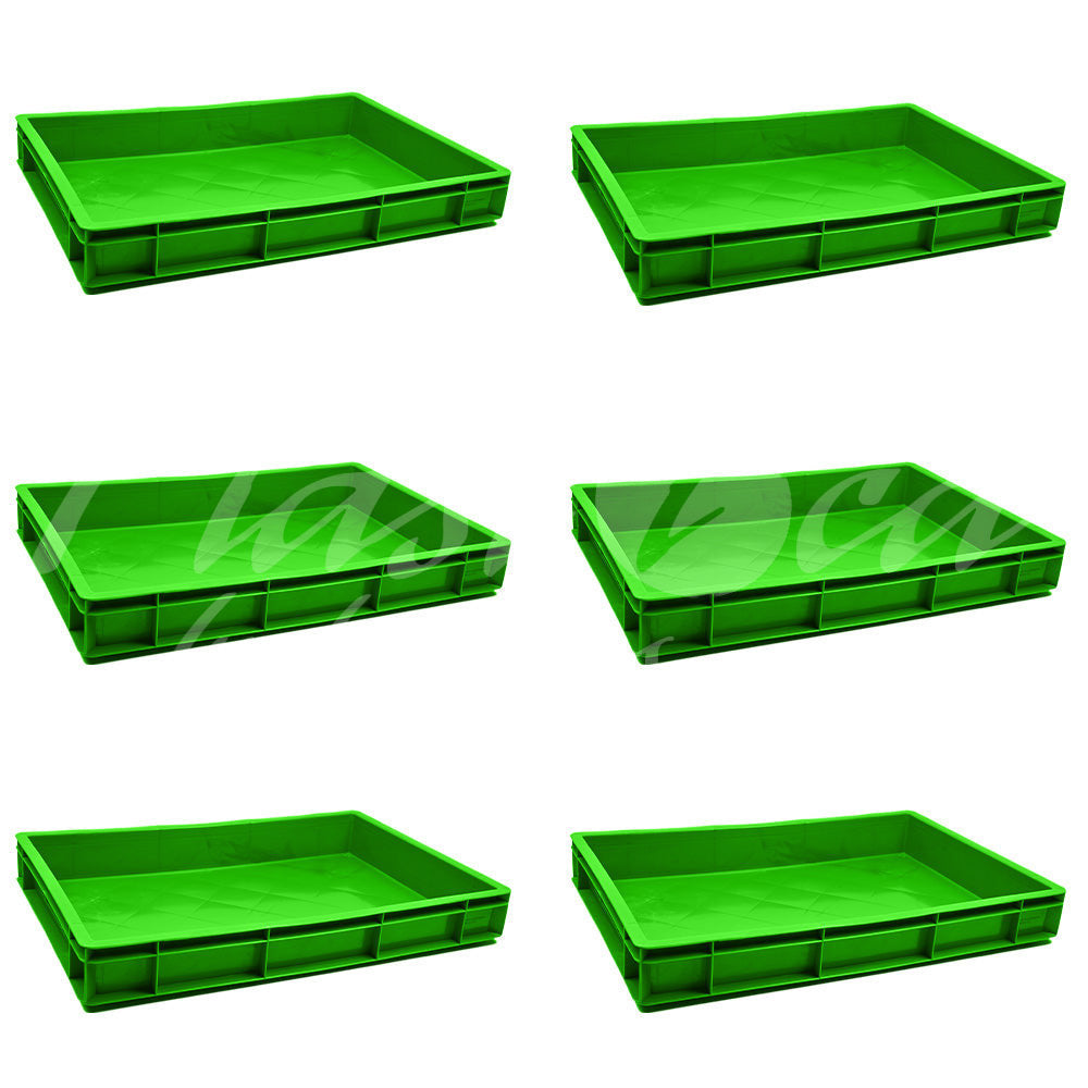 Plastic Storage Crate 600x400x80mm Stackable Food Grade Catering Crate, Heavy Duty