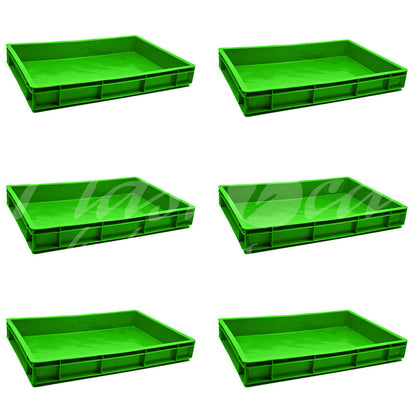 Plastic Storage Crate 600x400x80mm Stackable Food Grade Catering Crate, Heavy Duty