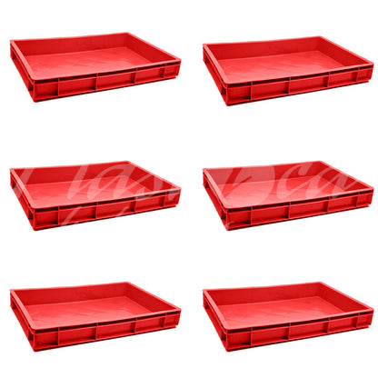 Plastic Storage Crate 600x400x80mm Stackable Food Grade Catering Crate, Heavy Duty