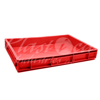 Plastic Storage Crate 600x400x80mm Stackable Food Grade Catering Crate, Heavy Duty
