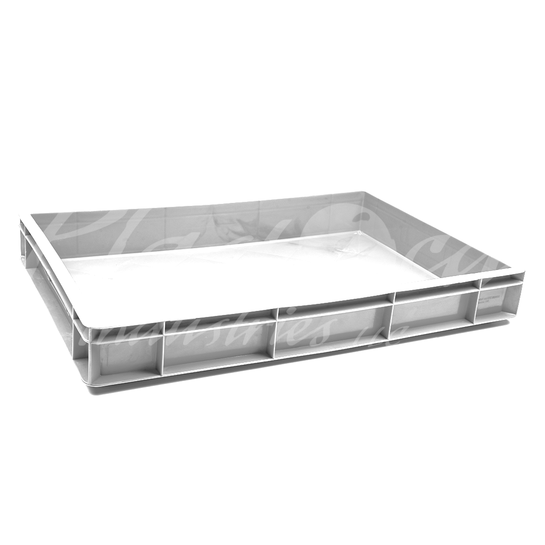 Plastic Storage Crate 600x400x80mm Stackable Food Grade Catering Crate, Heavy Duty